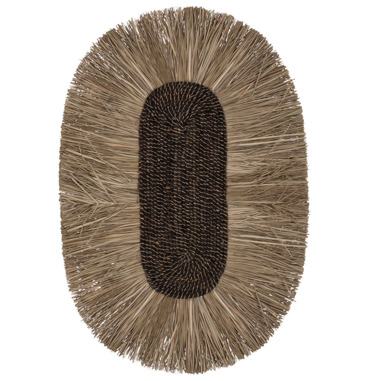 WALL DECOR OVAL MADE OF GRASS AND ABACA FIBERS IN NATURAL-BLACK COLOR 50x5x75Hcm.HM7794