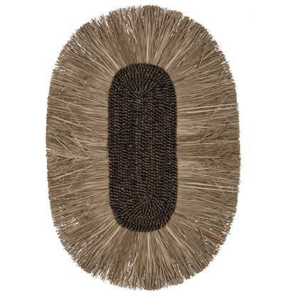 WALL DECOR OVAL MADE OF GRASS AND ABACA FIBERS IN NATURAL-BLACK COLOR 50x5x75Hcm.HM7794