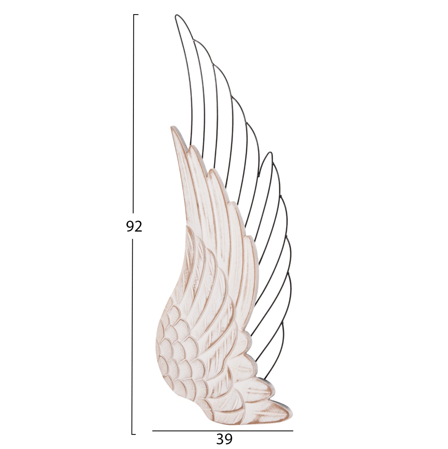 WALL DECORATION WINGS HM4223 MDF IN WHITE-BLACK METAL 39x1,5x92Hcm.