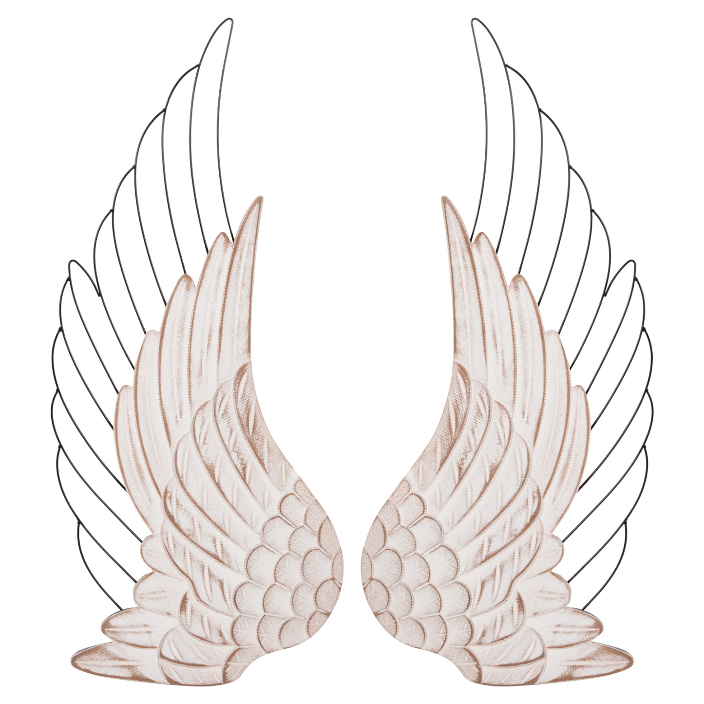 WALL DECORATION WINGS HM4223 MDF IN WHITE-BLACK METAL 39x1,5x92Hcm.