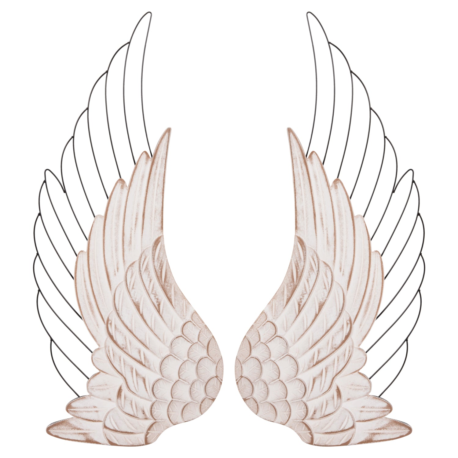 WALL DECORATION WINGS HM4223 MDF IN WHITE-BLACK METAL 39x1,5x92Hcm.