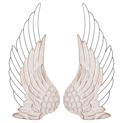 WALL DECORATION WINGS HM4223 MDF IN WHITE-BLACK METAL 39x1,5x92Hcm.