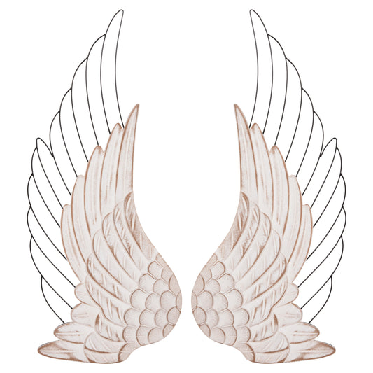 WALL DECORATION WINGS HM4223 MDF IN WHITE-BLACK METAL 39x1,5x92Hcm.