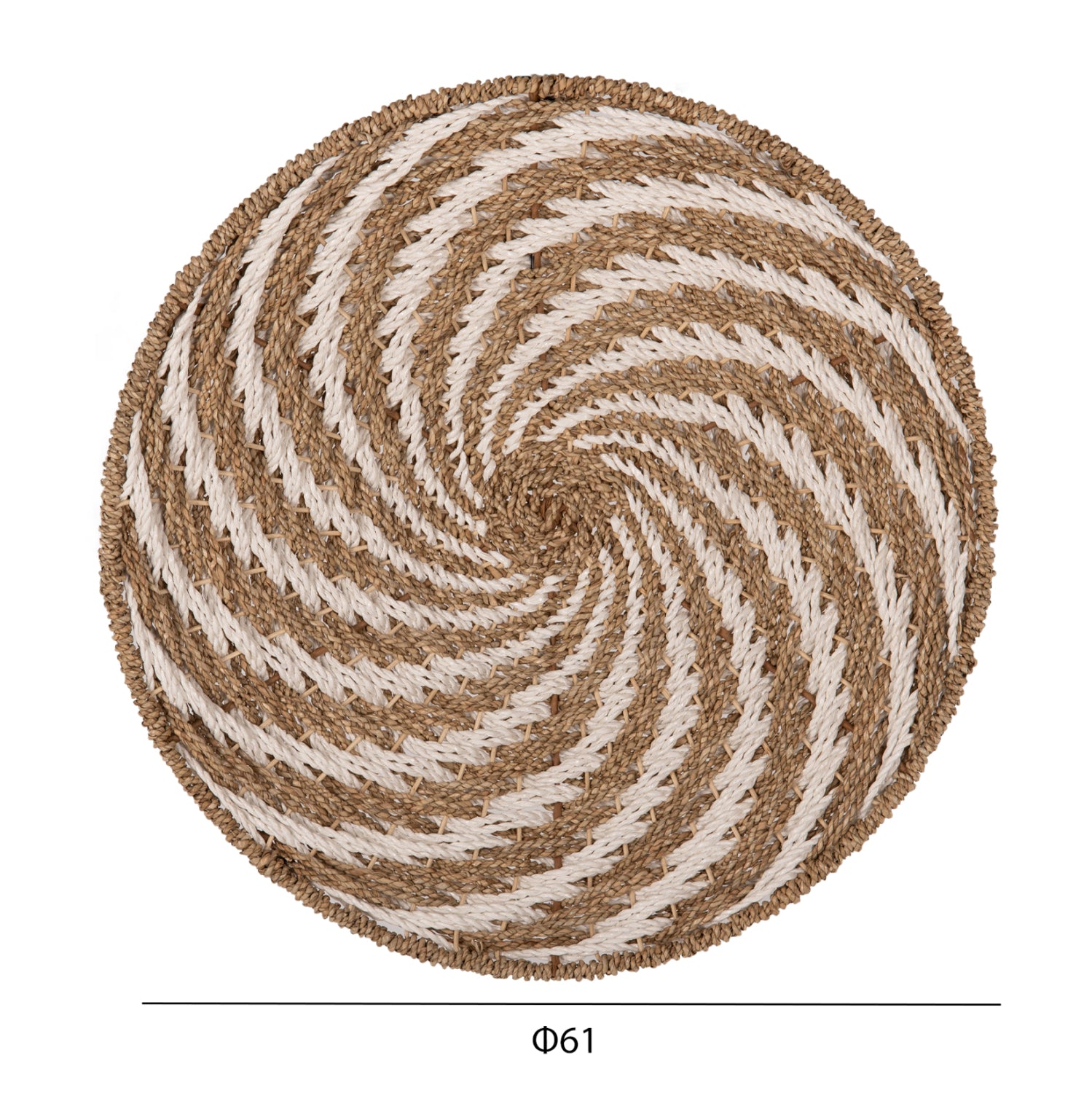 WALL DECOR ROUND HM7830.01 SPIRAL LOOK-SEAGRASS IN WHITE&NATURAL COLOR Φ61x3cm.