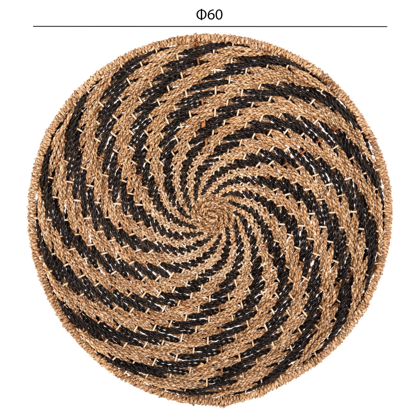 WALL DECOR ROUND HM7830.02 SPIRAL LOOK-SEAGRASS IN BLACK&NATURAL COLOR Φ61x3cm.