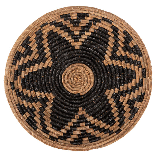 WALL DECOR ROUND HM7863 MENDONG GRASS IN NATURAL-BLACK Φ51x6(depth)cm
