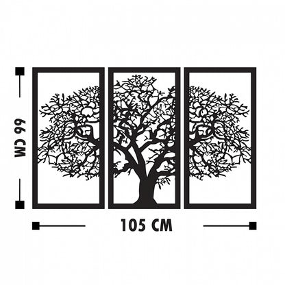 WOODEN BLACK WALL DECORATION WITH TREE 105X66 HM7221