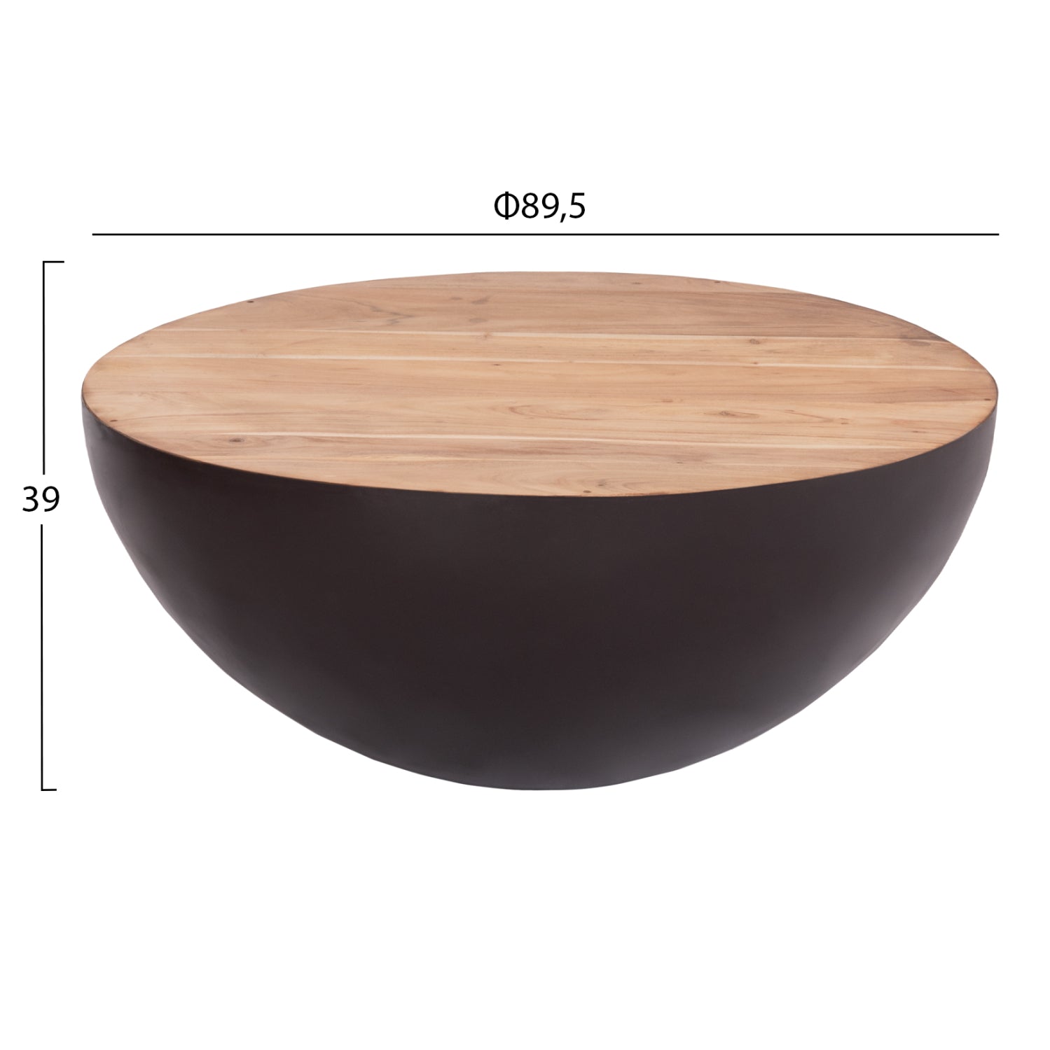 DECOR ROUND COFFEE TABLE BOWL HM8717.22 RUSTY WITH ACACIA WOOD TOP Φ89.5X39Hcm.
