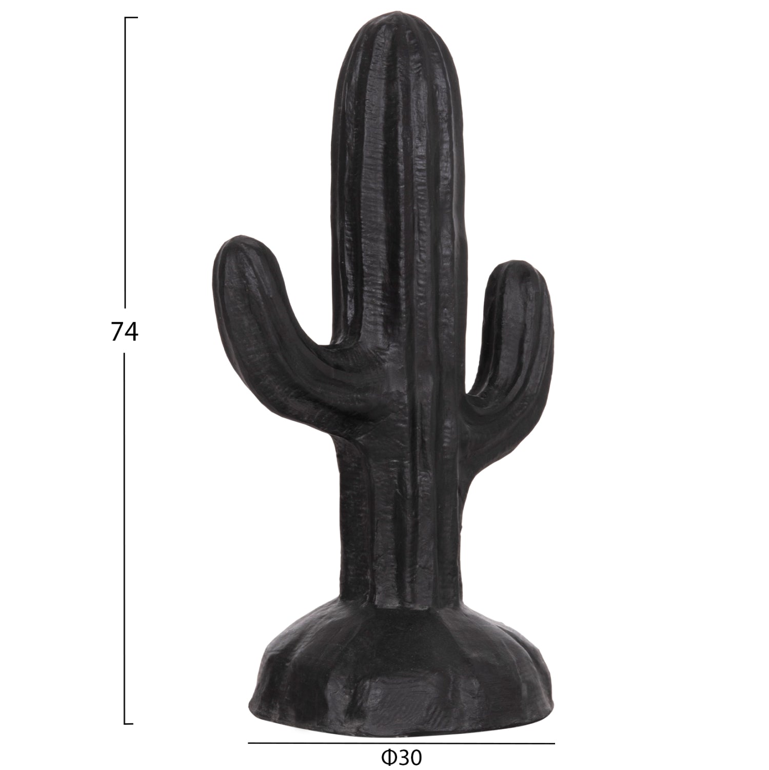 DECORATIVE FLOOR STANDING CACTUS HM4386.01S PLASTER IN BLACK 42x30x74Hcm.