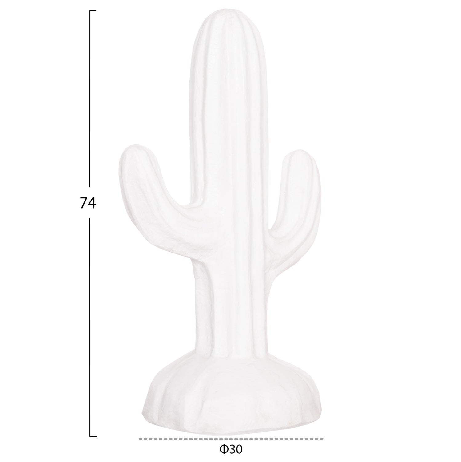 DECORATIVE FLOOR STANDING CACTUS HM4386.02S PLASTER IN WHITE 42x30x74Hcm.