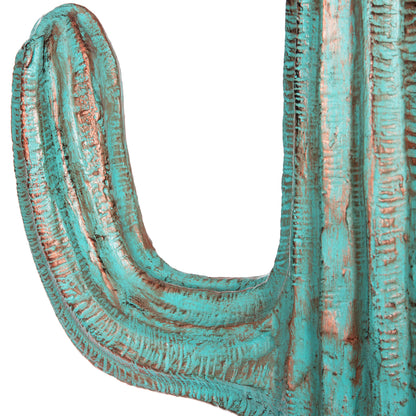 DECORATIVE FLOOR STANDING CACTUS HM4386.03L PLASTER IN TURQUOISE 63x37x150Hcm.