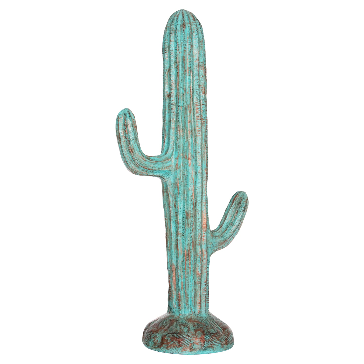 DECORATIVE FLOOR STANDING CACTUS HM4386.03L PLASTER IN TURQUOISE 63x37x150Hcm.