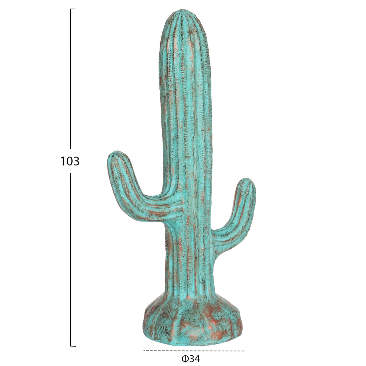 DECORATIVE FLOOR STANDING CACTUS HM4386.03M PLASTER IN TURQUOISE 54x34x103Hcm.