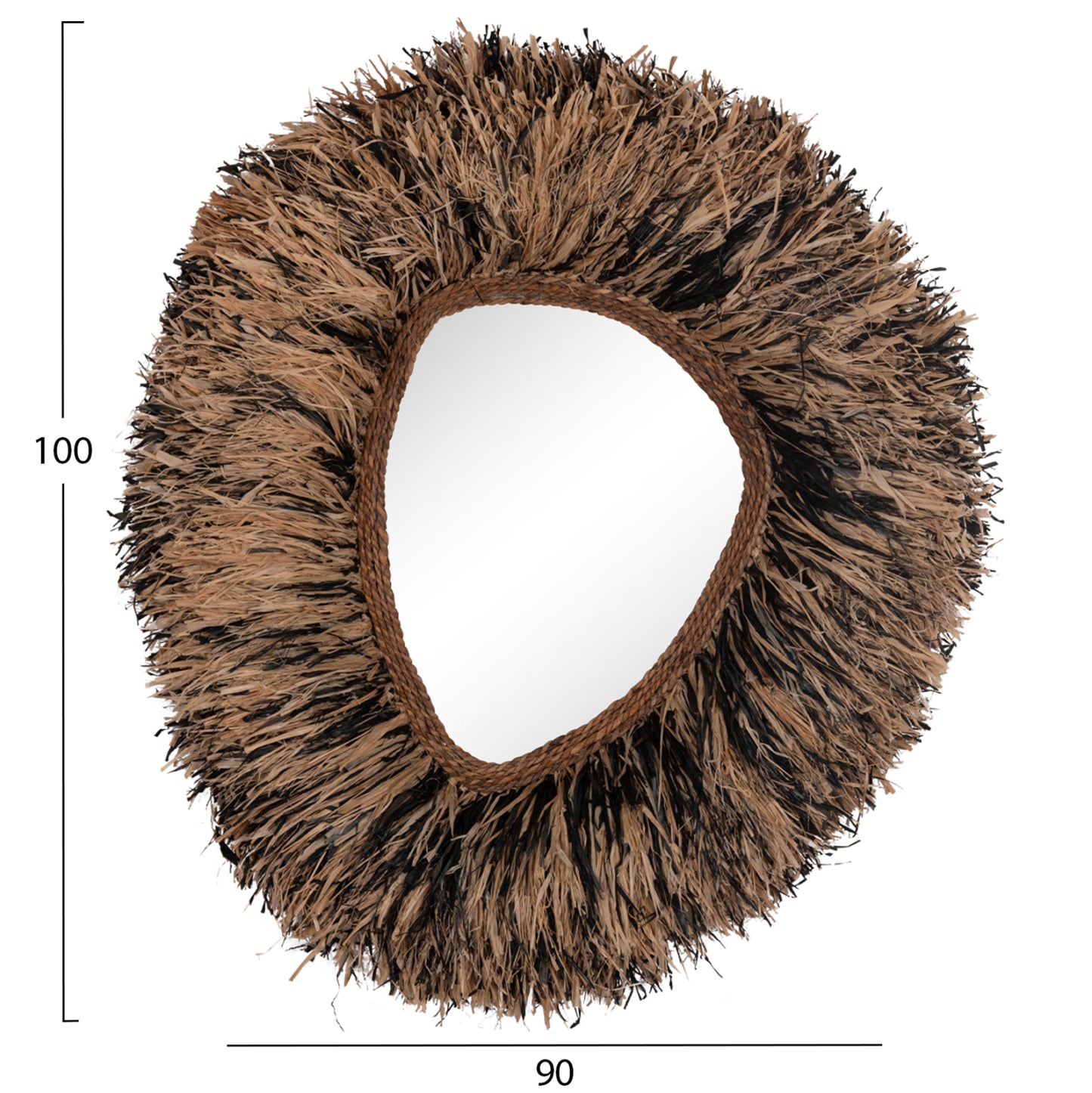 DECORATIVE WALL MIRROR GRESSO HM4712 BANANA FIBERS IN NATURAL-BLACK 90x100Hcm.