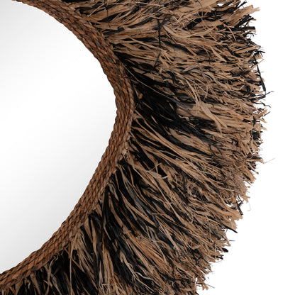 DECORATIVE WALL MIRROR GRESSO HM4712 BANANA FIBERS IN NATURAL-BLACK 90x100Hcm.