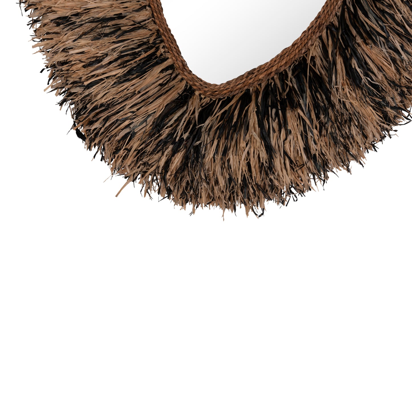 DECORATIVE WALL MIRROR GRESSO HM4712 BANANA FIBERS IN NATURAL-BLACK 90x100Hcm.