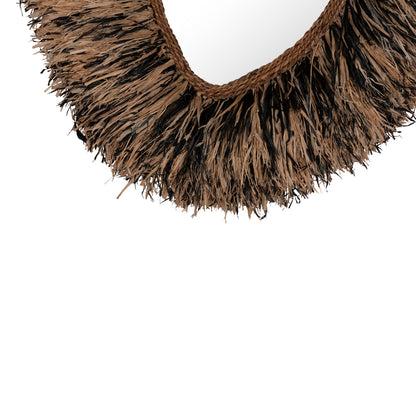 DECORATIVE WALL MIRROR GRESSO HM4712 BANANA FIBERS IN NATURAL-BLACK 90x100Hcm.