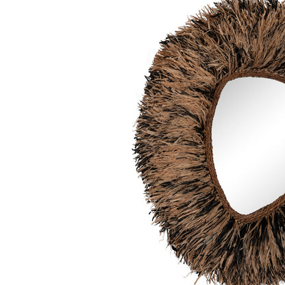 DECORATIVE WALL MIRROR GRESSO HM4712 BANANA FIBERS IN NATURAL-BLACK 90x100Hcm.