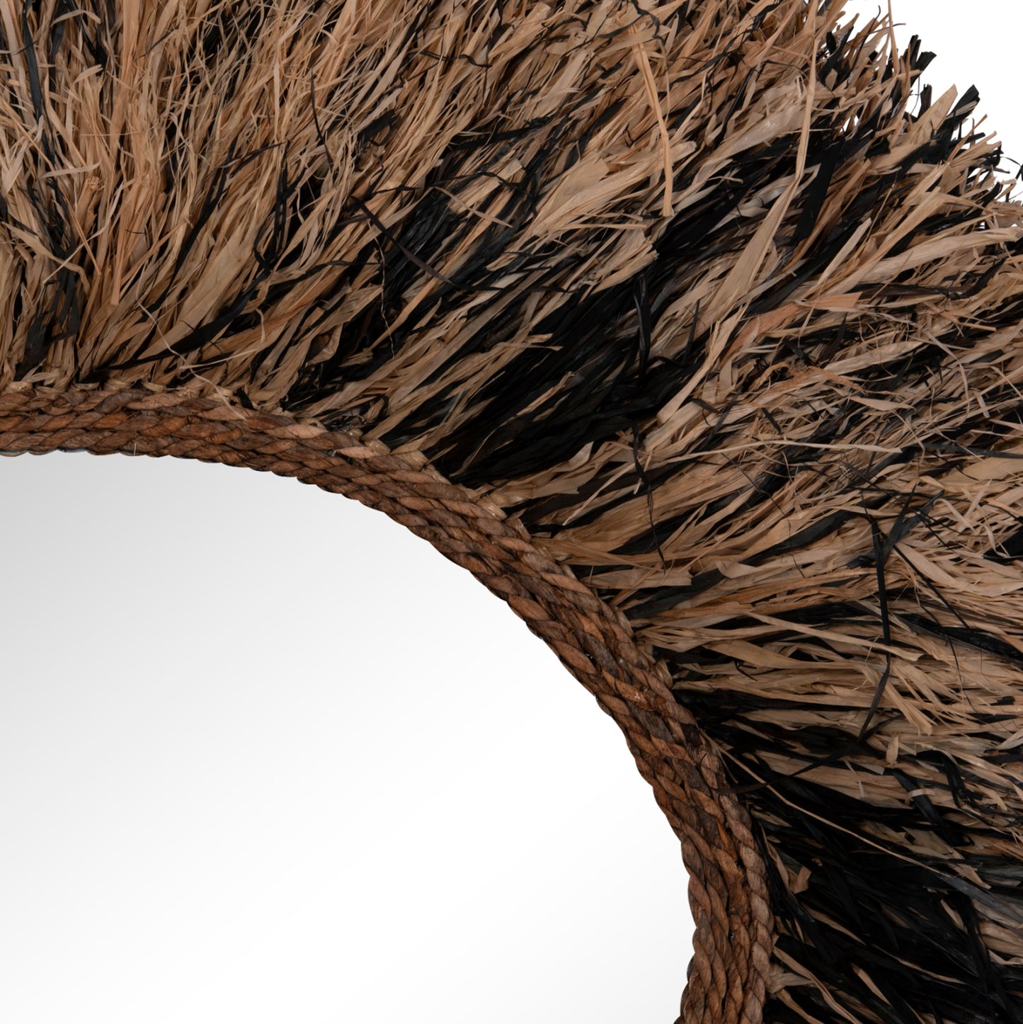 DECORATIVE WALL MIRROR GRESSO HM4712 BANANA FIBERS IN NATURAL-BLACK 90x100Hcm.