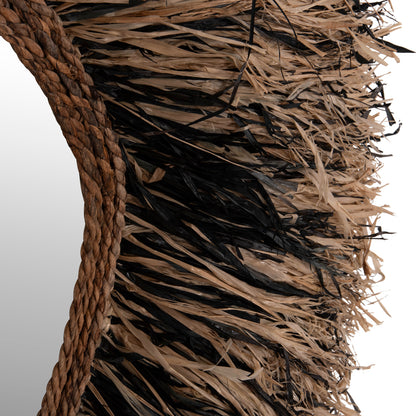 DECORATIVE WALL MIRROR GRESSO HM4712 BANANA FIBERS IN NATURAL-BLACK 90x100Hcm.