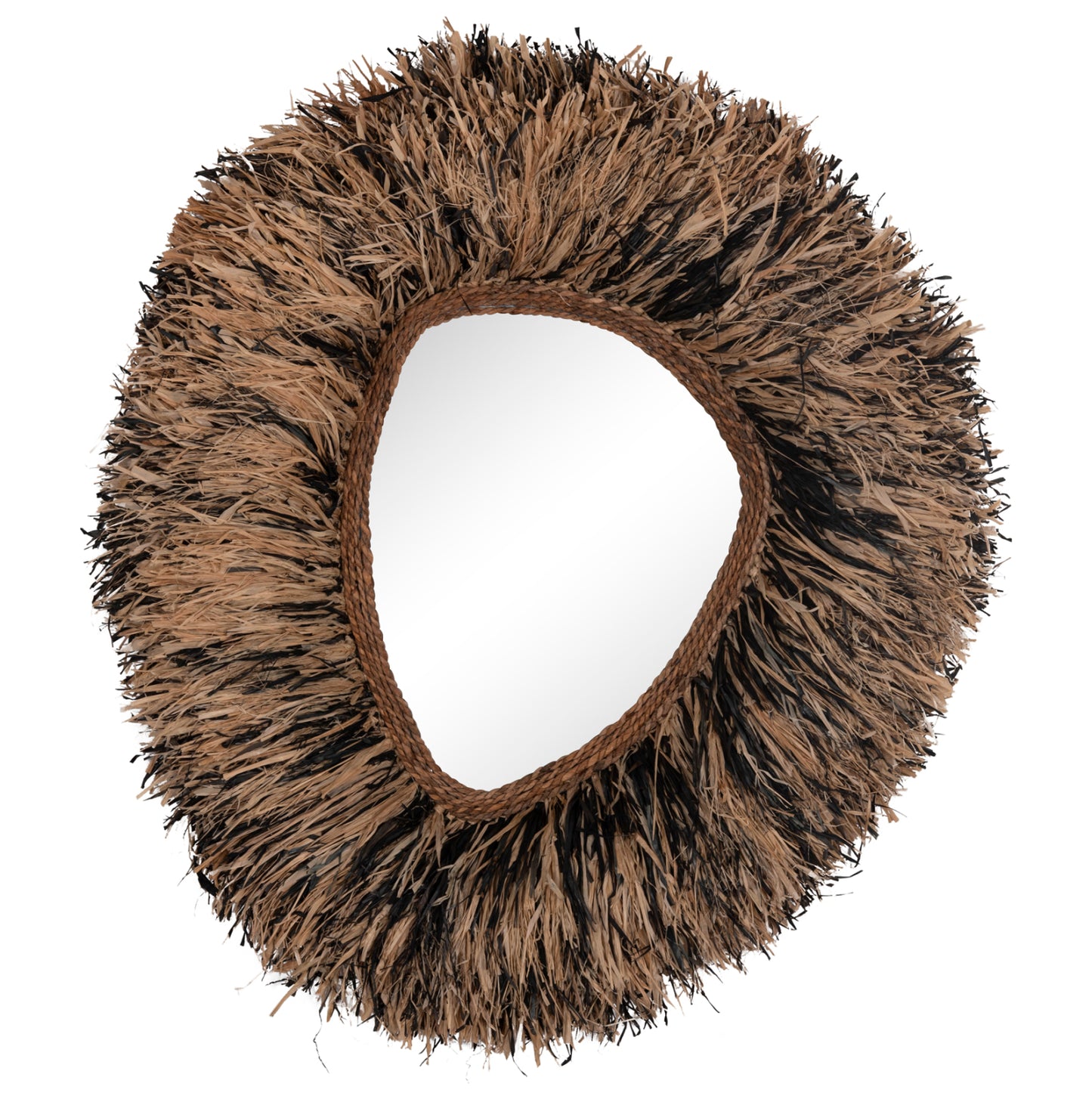 DECORATIVE WALL MIRROR GRESSO HM4712 BANANA FIBERS IN NATURAL-BLACK 90x100Hcm.