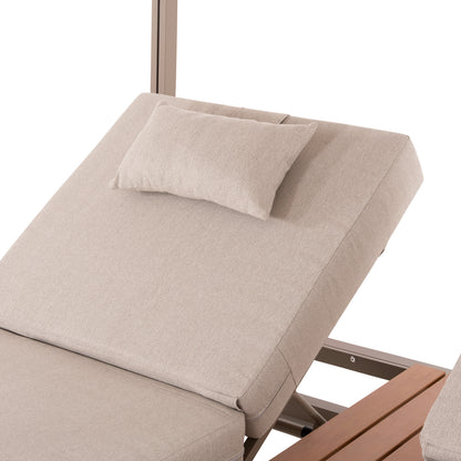DOUBLE LOUNGE SUNBEDS WITH SUNSHADES GALLANT HM6097.04 ALUMINUM IN CAPPUCCINO 2x2x2m