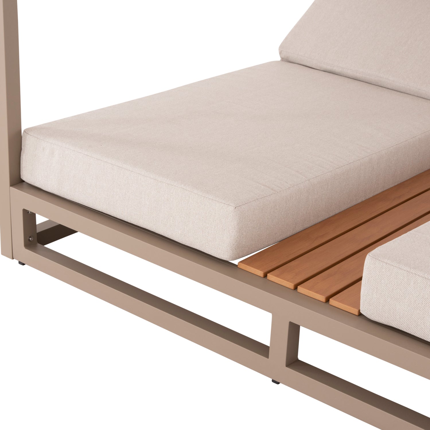 DOUBLE LOUNGE SUNBEDS WITH SUNSHADES GALLANT HM6097.04 ALUMINUM IN CAPPUCCINO 2x2x2m