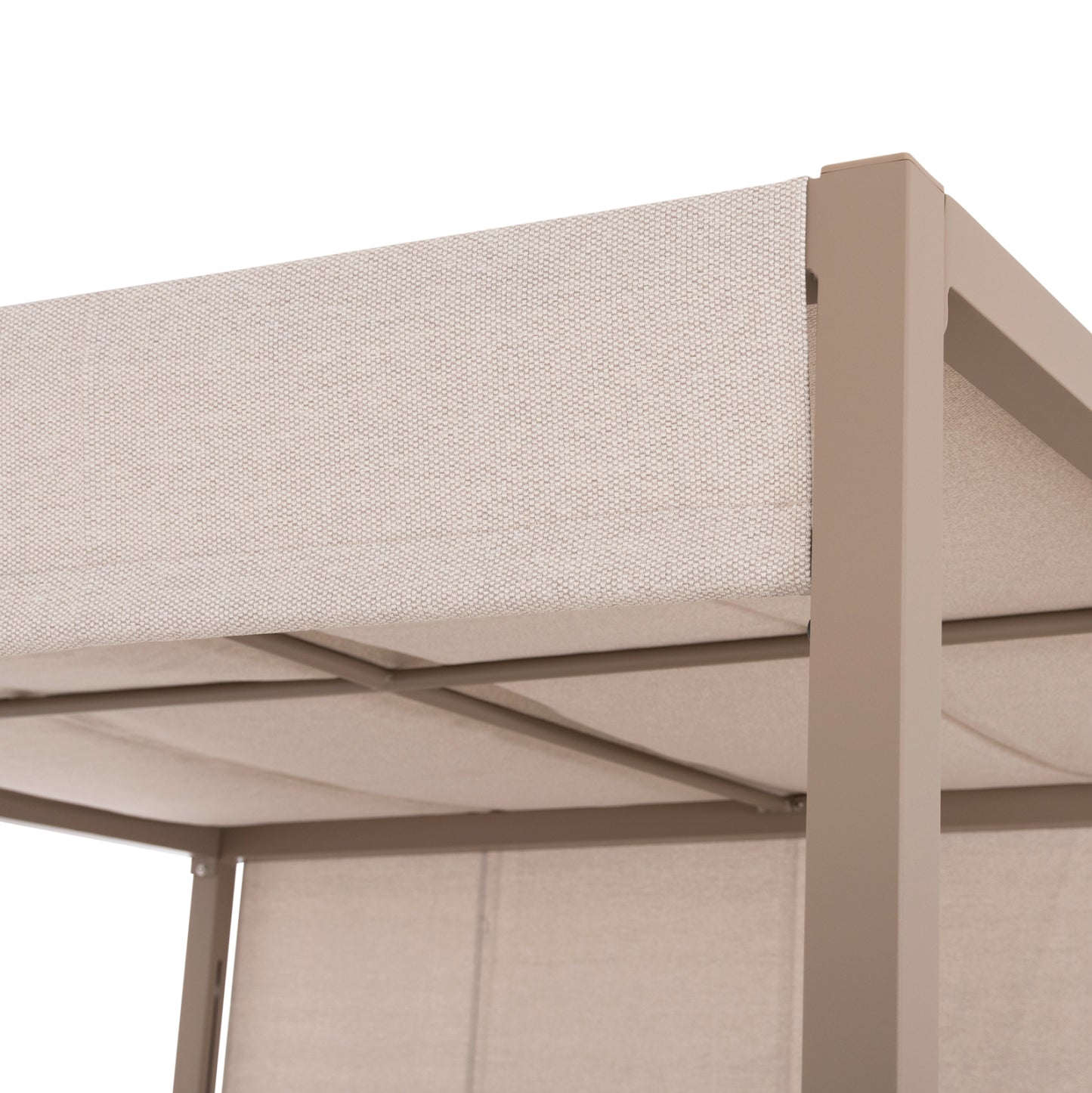 DOUBLE LOUNGE SUNBEDS WITH SUNSHADES GALLANT HM6097.04 ALUMINUM IN CAPPUCCINO 2x2x2m