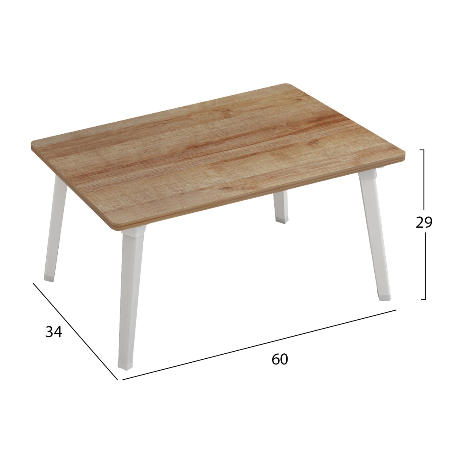 SIDE TABLE/BED TRAY BRITTA HM8965.12 FOLDABLE WHITE METAL LEGS-MELAMINE IN NATURAL 60x34x29Hcm.