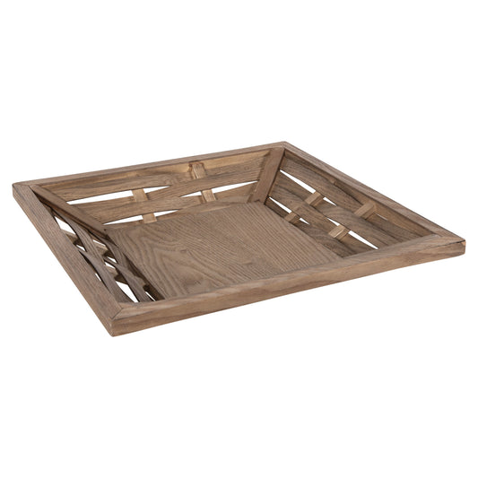 SERVING TRAY SQUARE HM4229 FIR WOOD & MDF 36x36x6Hcm.
