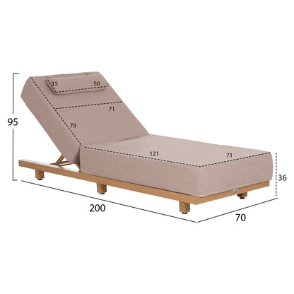PROFESSIONAL SUNLOUNGER JESSIE HM10714.05 HEAT TRANSFER ALUMINUM-BEIGE CUSHION 200x71x79Hcm