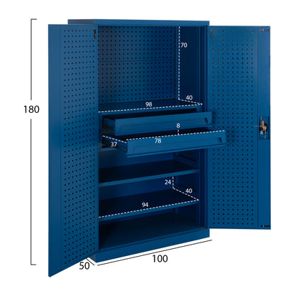 PROFESSIONAL HEAVY DUTY STORAGE CABINET BRUTE HM6639 METAL IN BLUE 100x50x180Hcm.