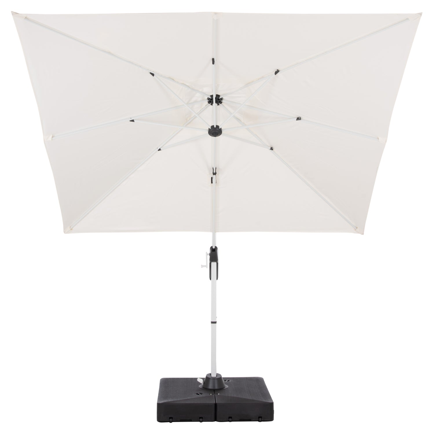 PROFESSIONAL UMBRELLA 2.7x2.7m WITH WATER BASE JAVANTE HM10857.02 WHITE ALUM. & SHADE