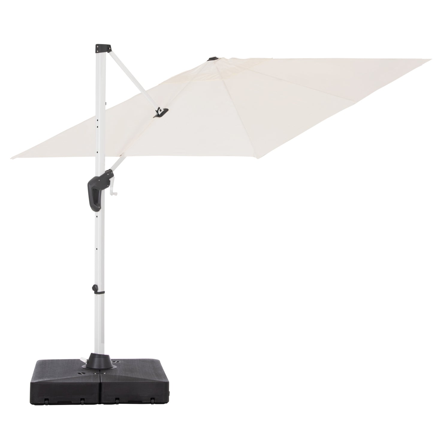 PROFESSIONAL UMBRELLA 2.7x2.7m WITH WATER BASE JAVANTE HM10857.02 WHITE ALUM. & SHADE