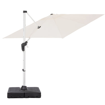 PROFESSIONAL UMBRELLA 2.7x2.7m WITH WATER BASE JAVANTE HM10857.02 WHITE ALUM. & SHADE