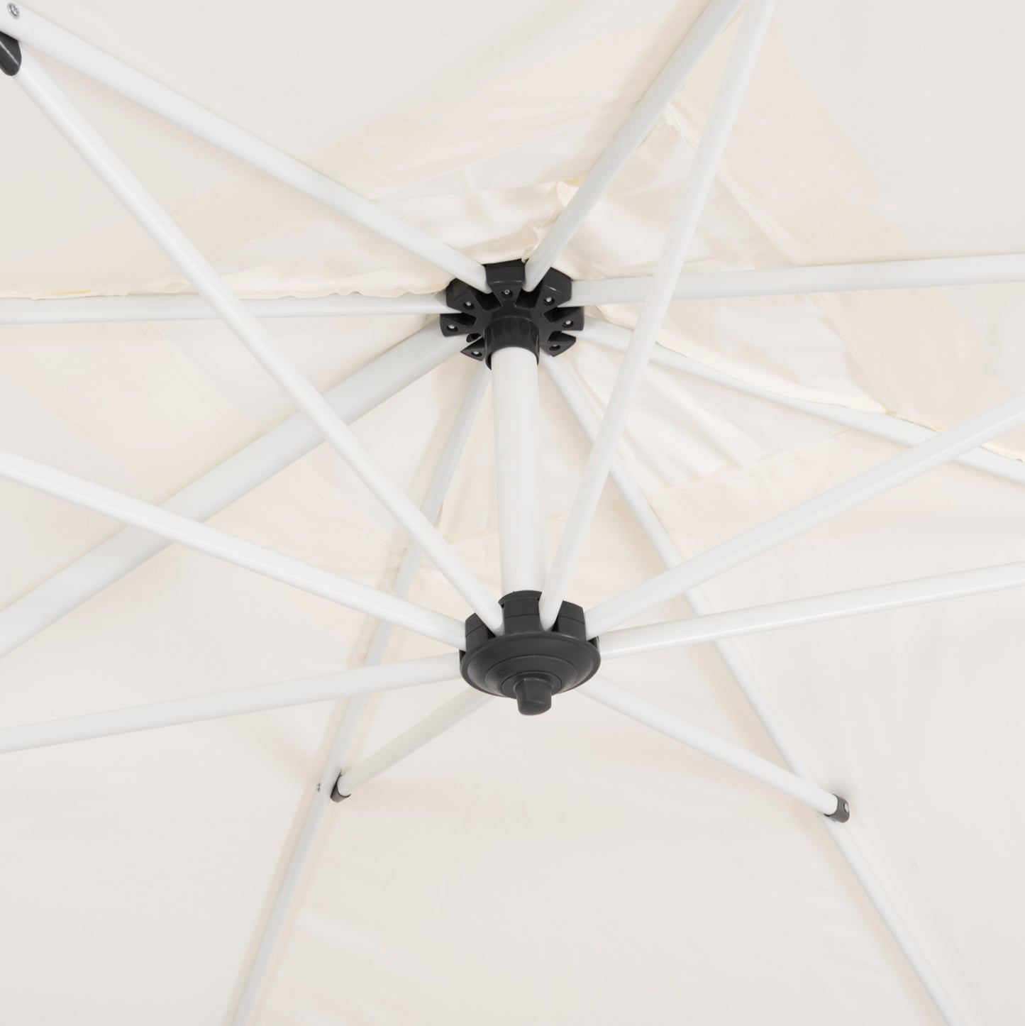 PROFESSIONAL UMBRELLA 2.7x2.7m WITH WATER BASE JAVANTE HM10857.02 WHITE ALUM. & SHADE