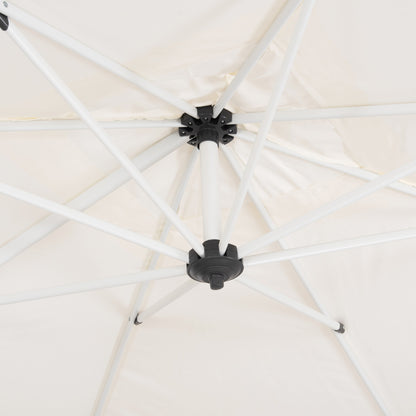 PROFESSIONAL UMBRELLA 2.7x2.7m WITH WATER BASE JAVANTE HM10857.02 WHITE ALUM. & SHADE