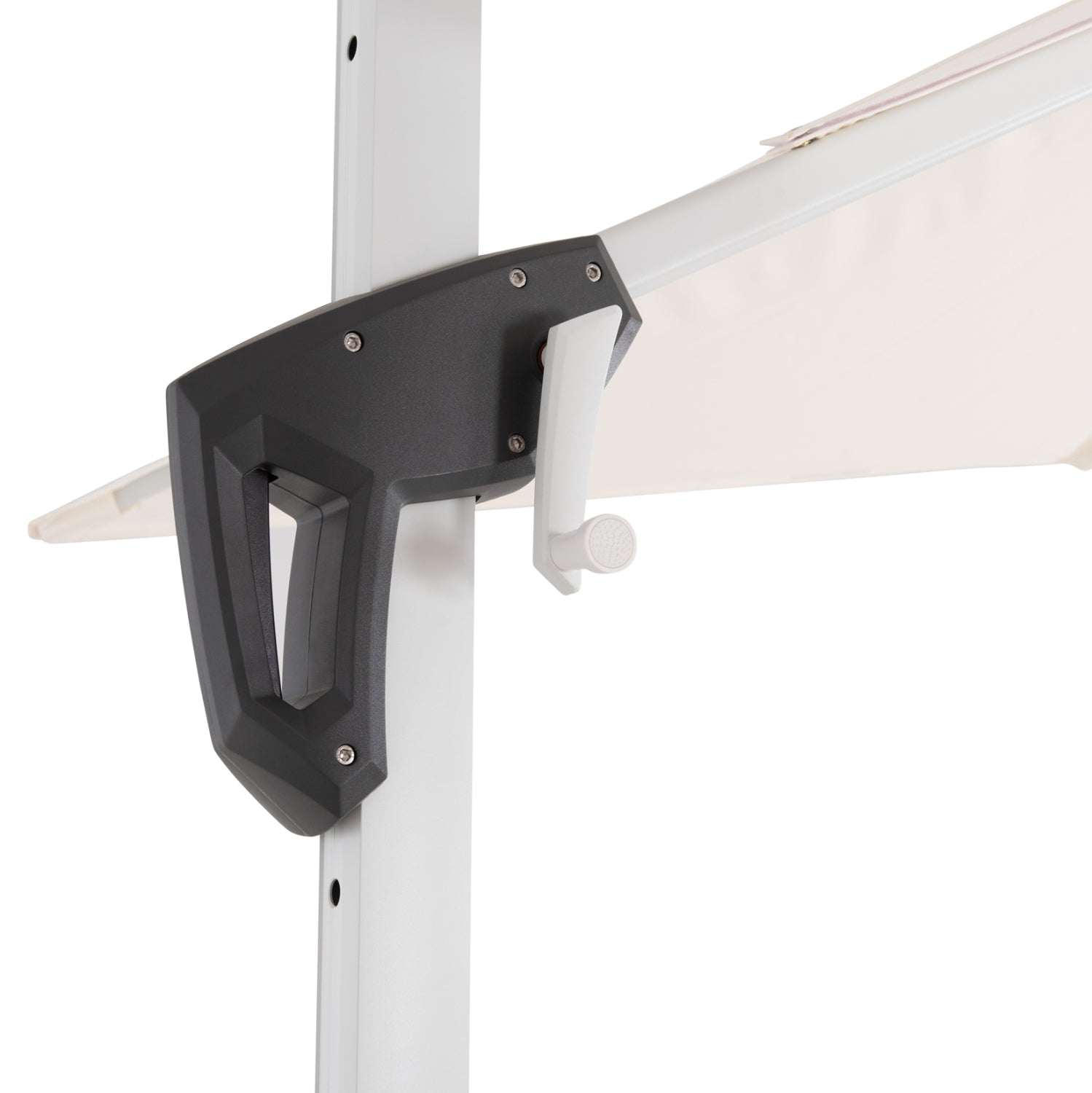 PROFESSIONAL UMBRELLA 2.7x2.7m WITH WATER BASE JAVANTE HM10857.02 WHITE ALUM. & SHADE