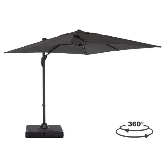 PROFESSIONAL UMBRELLA 2.7x2.7m WITH WATER BASE JAVANTE HM10857.01 GREY ALUM. & SHADE