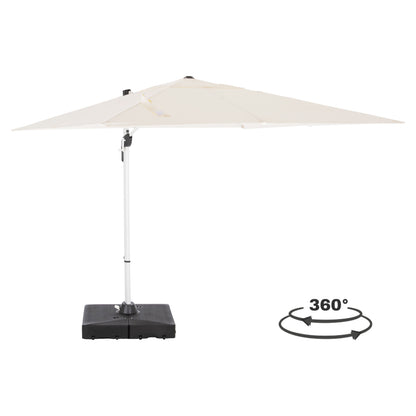 PROFESSIONAL UMBRELLA 2.7x2.7m WITH WATER BASE JAVANTE HM10857.02 WHITE ALUM. & SHADE