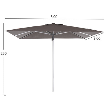 RPOFESSIONAL UMBRELLA 3x3m GLADELL HM6604.01 GREY SHADE-ANODIZED ALUMINUM