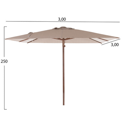 PROFESSIONAL UMBRELLA 3x3m GLADELL HM6604.02 BEIGE SHADE-HEAT TRANSFER ALUMINUM