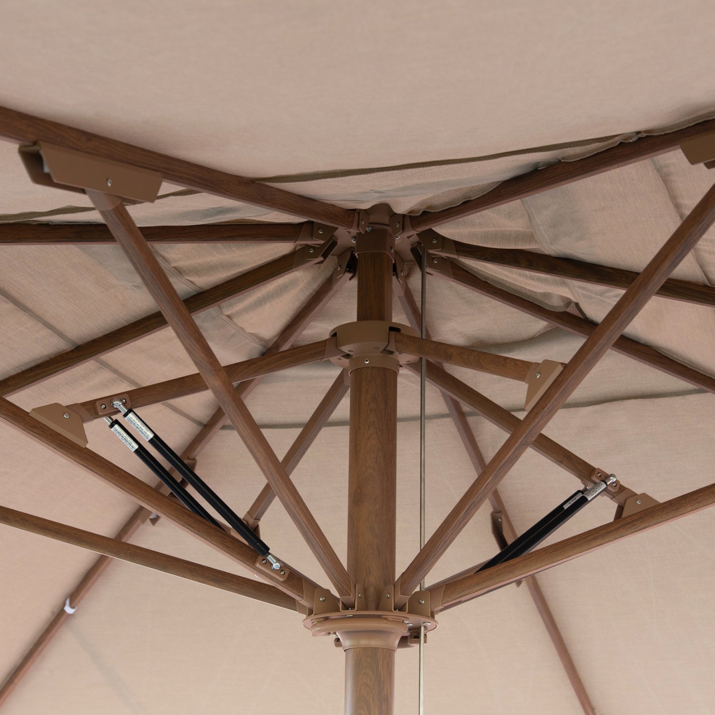 PROFESSIONAL UMBRELLA 4x4m GLADELL HM6605.02 HEAT TRANSFER ALUMINUM--ACRYLIC SHADE IN SAND BEIGE