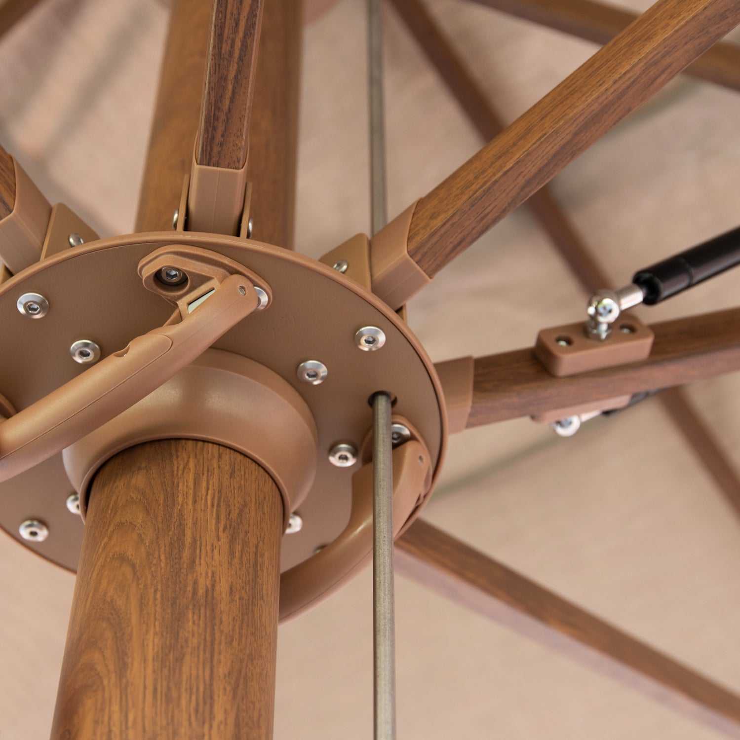 PROFESSIONAL UMBRELLA 4x4m GLADELL HM6605.02 HEAT TRANSFER ALUMINUM--ACRYLIC SHADE IN SAND BEIGE