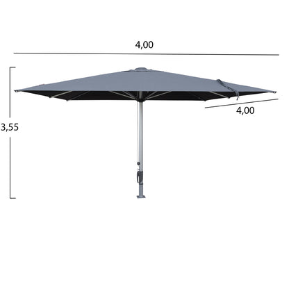 PROFESSIONAL UMBRELLA 4x4x3.55Hm GLADELL HM6605.01 ANODIZED ALUMINUM--ACRYLIC SHADE IN GREY