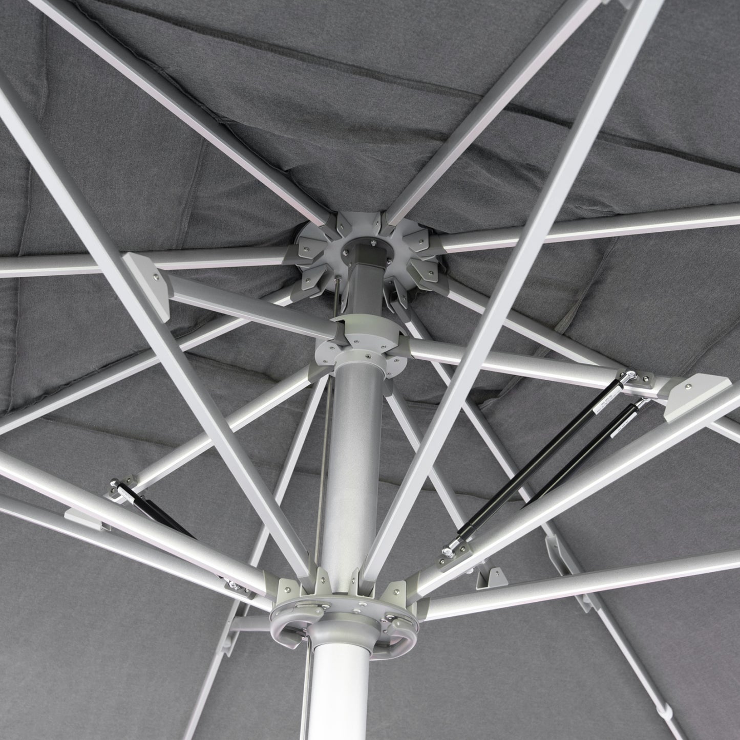 PROFESSIONAL UMBRELLA 4x4x3.55Hm GLADELL HM6605.01 ANODIZED ALUMINUM--ACRYLIC SHADE IN GREY
