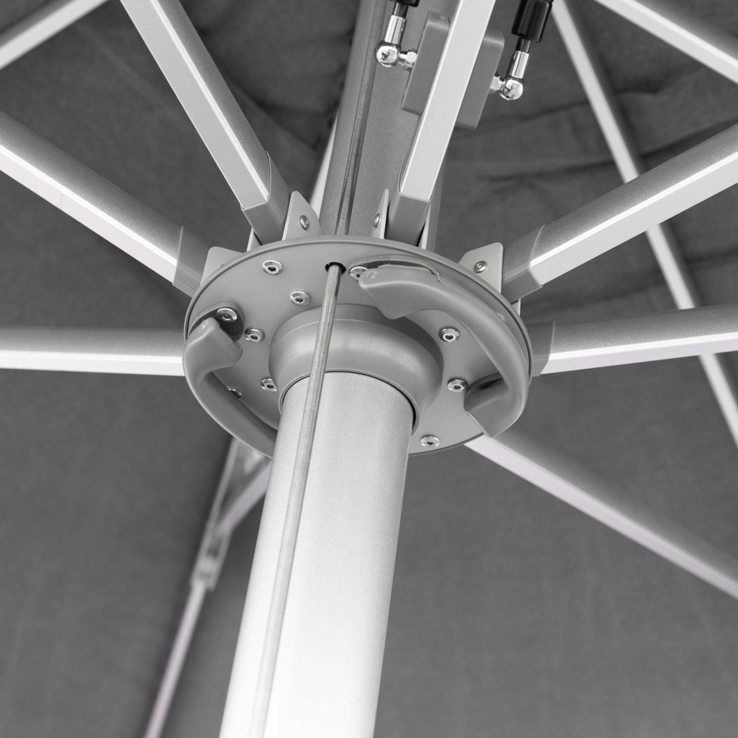 PROFESSIONAL UMBRELLA 4x4x3.55Hm GLADELL HM6605.01 ANODIZED ALUMINUM--ACRYLIC SHADE IN GREY