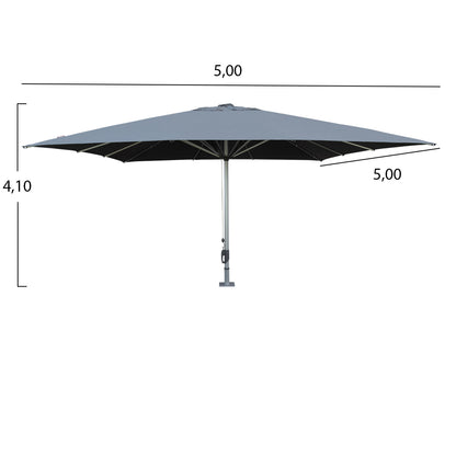 PROFESSIONAL ALUMINUM UMBRELLA 5x5m POLLIN HM6606.01 ACRYLIC SHADE IN GREY