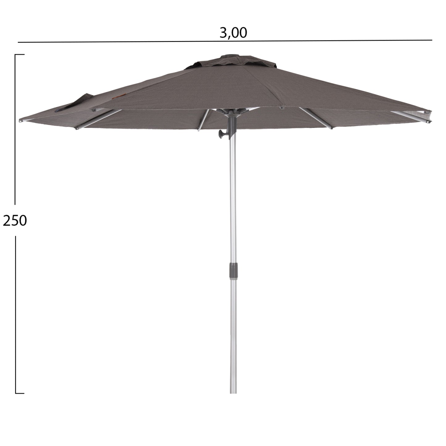PROFESSIONAL UMBRELLA Φ3,00m GLADELL HM6603.01 GREY SHADE-ANODIZED ALUMINUM (WITHOUT BASE)
