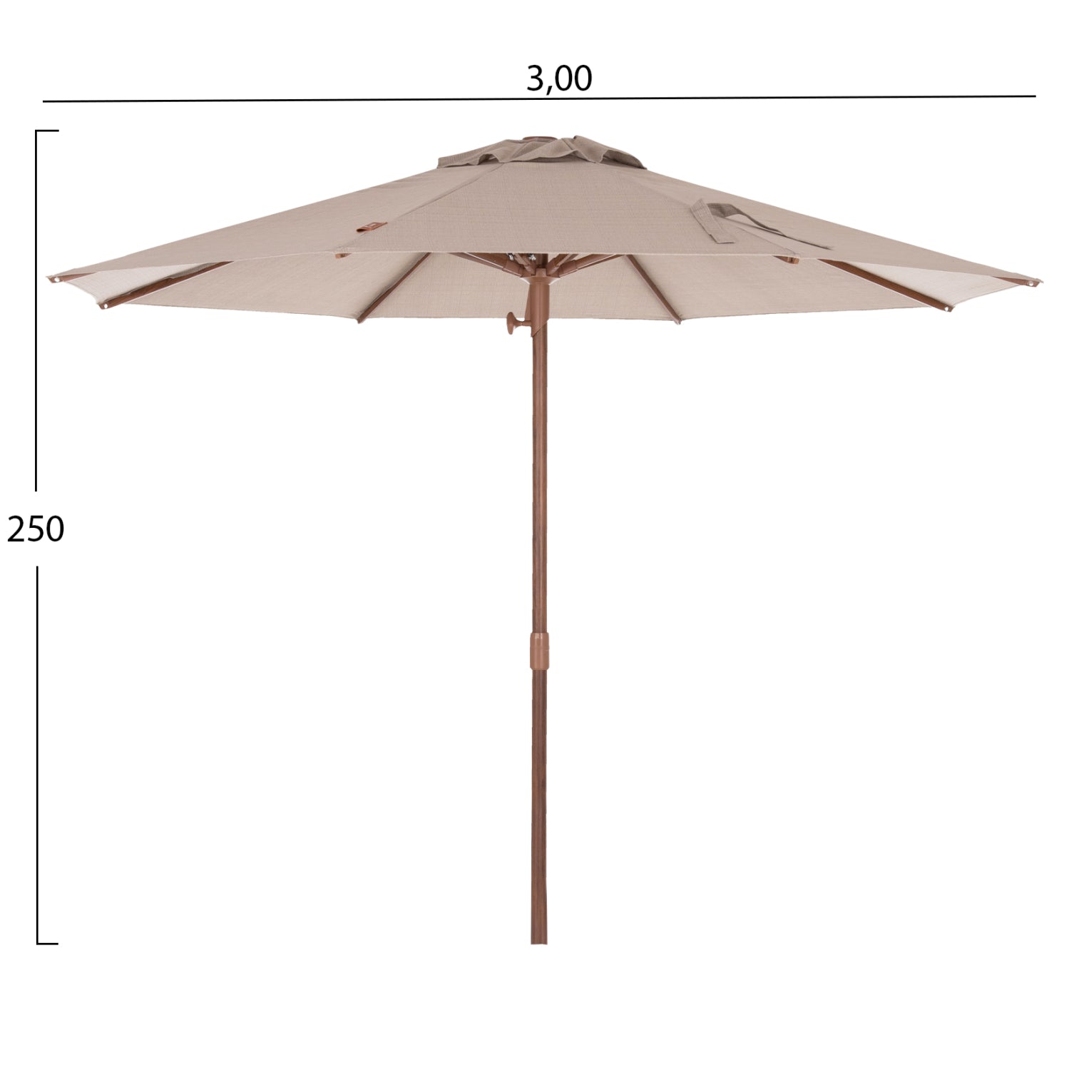 PROFESSIONAL UMBRELLA Φ3,00m GLADELL HM6603.02 BEIGE SHADE-HEAT TRANSFER ALUMINUM (WITHOUT BASE)